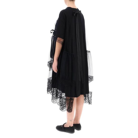 SIMONE ROCHA Midi Dress In Mesh With Lace And Bows - Picture 3 of 4